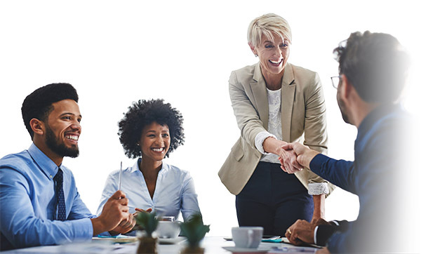 Group of people getting coffee at a business meeting